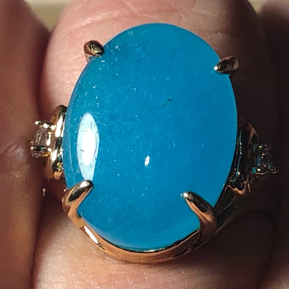 beautiful natural Genuine Blue Jade 18K Gold